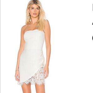 Amanda Uprichard Revolve Lbd Mini Rouched Lace Hem Cocktail Dress white six P/XS